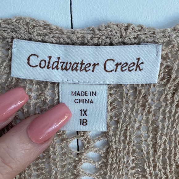 Coldwater Creek Crocheted Linen Top |Size 1X - Picture 3 of 7